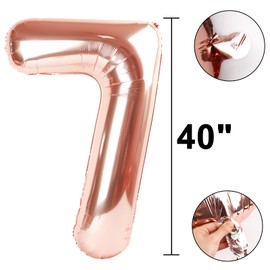 Rose Gold Number 7 Baiioons 40 Inch Number Balloons Giant Jumbo 17 27 37 Foil Mylar Helium Number Digital Balloons Champagne Gold 70 Birthday Party Anniversary Events Party Decorations