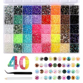 32000 Pieces Rhinestones for Nails 3 mm Nail Art Rhinestones Flatback Gemstones Round Glitter Stones Nails with Tweezers and Dotting Pen Nail Stones Rhinestones for DIY Crafts Nails Clothing