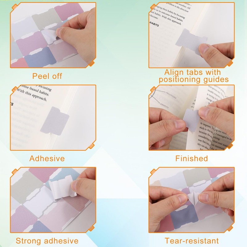 20 Sheets/240 Pieces Sticky Index Tabs, Double Sided Book Page