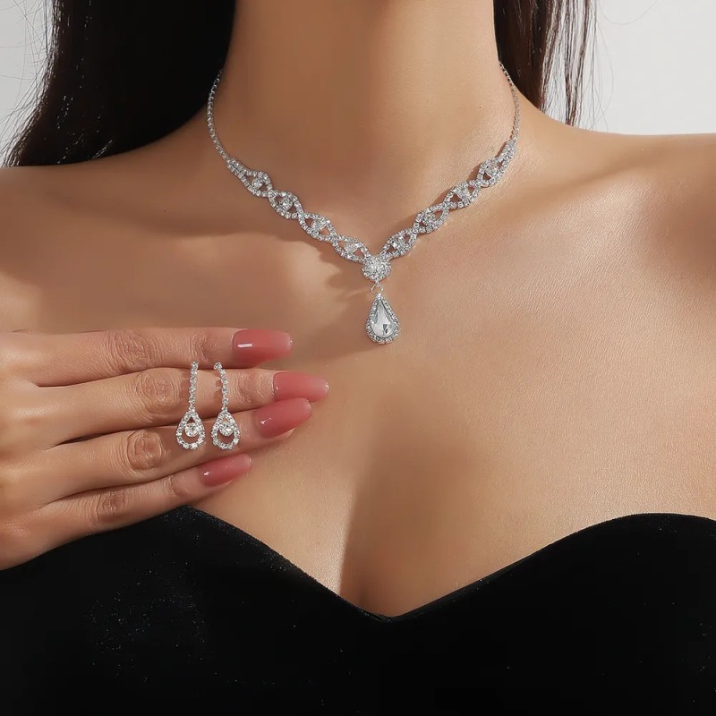 Aokun Kit Boda Sets De Joyeria Cristal Deco Mujer Collararete
