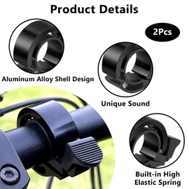 2 PCS Bike Bell Bicycle Bells Aluminium Alloy Super Loud Invisible Bicycle Horn Invisible Road Mountain Universal Fits 2.2cm/0.87in Handlebars with Loud Crisp Clear Sound for Adults Children (Black)