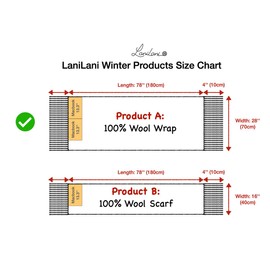LaniLani 100% Merino Wool Scarf for Women, Warm and Oversized, Pashmina Cashmere feel, 78” x 28”, Winter Gift for Women, Stone