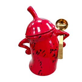 Canister With Attitude - Attitude Jar, Ceramic Airtight Food Storage Container with Spoon for Tea, Coffee, Sugar, Flour, Cute Kitchen Decor (Red)