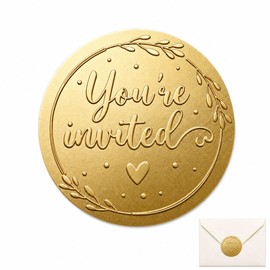 Embossed Invitation Envelope Seal Stickers: 100 Gold Raised Paper Seals