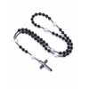 Jovivi Black Obsidian White Turquoise Rosary Beads Necklace Hematite Cross