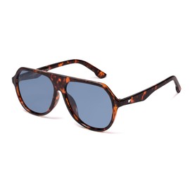 VANLINKER Retro Oversized Polarized Aviator Sunglasses for Women Men Vintage 70s Square Aviators VL9851,Tortoise/Blue