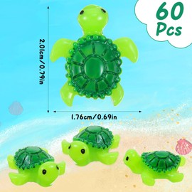 60 PCS Miniature Turtles Green Tiny Turtle Figurines, Cute Mini Tortoise Ornaments for Fairy Garden, Aquarium, Home Decor, DIY Crafts, Succulent Planter Micro Landscape Decors