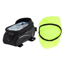 Bike Phone Mount Bag Large Capacity Waterproof Carbon Pattern PU Fabric Front Frame Bag for Cycling