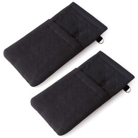 DQbhzh Glasses Pouch Squeeze Top Double Eyeglass Sunglass Case Soft Microfiber with Cleaning Cloth for Women (Black,Black)