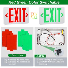 OSTEK Red LED Exit Sign Light - Standard - 90 Minutes Battery Backup, Dual LED Lamp ABS Fire Resistance UL-Listed