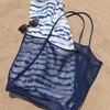 Hoxis Mesh Beach Tote Womens Shoulder Handbag, Dark Blue, L