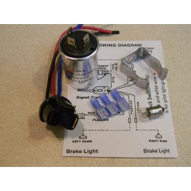 6 volt 535 thermal flasher, bracket, 3 wire plug,  6 v bulb, directions, blinker