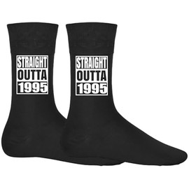 DCG PRINTWEAR Born in 1995 Milestone Socks – Black Funny Gift for 30th Birthday – Gag Socks for Men or Women