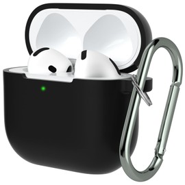 AZF for AirPods 4th Generation Case,Compatible with AirPods 4th Gen (2024) (USB-C), Compatible with MagSafe, Military Grade Soft Silicone Drop Protection Case（with Keychain） (Black)