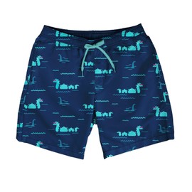 Tipsy Elves Men's Swim Trunks 7'' Inseam 4 Way Stretch Fabric Compression & Mesh Liner Swim Trunks for Men Bathing Suit, Blue Nothin' But Nessy, Large