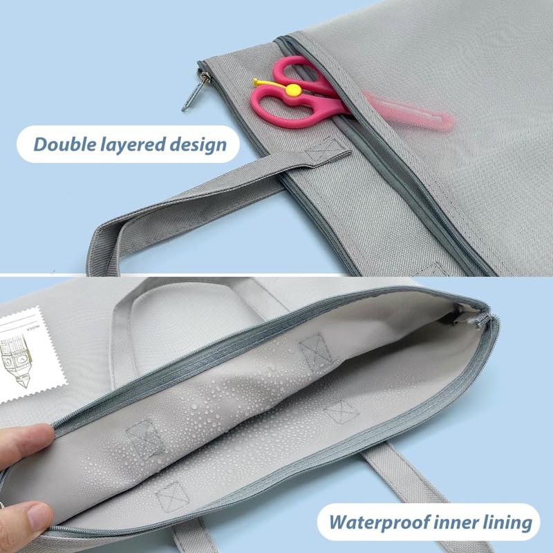 Document Bag A4, 2 Pieces Document Bag Zip Document Bag