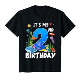 2 Year Old Ocean Life Whale Dolphin Shark 2nd Birthday T-Shirt