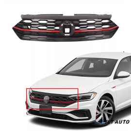 YLT Auto For 2019 2020 2021 2022 Volkswagen Jetta Front Bumper Upper Grille Red & Black