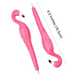 Lopenle 5PCS Stylish Flamingo Pens Novelty Birds Pens Animal Ballpoint Pens With Resin Materials Black Ink Pen For School Supplies Birthday Party