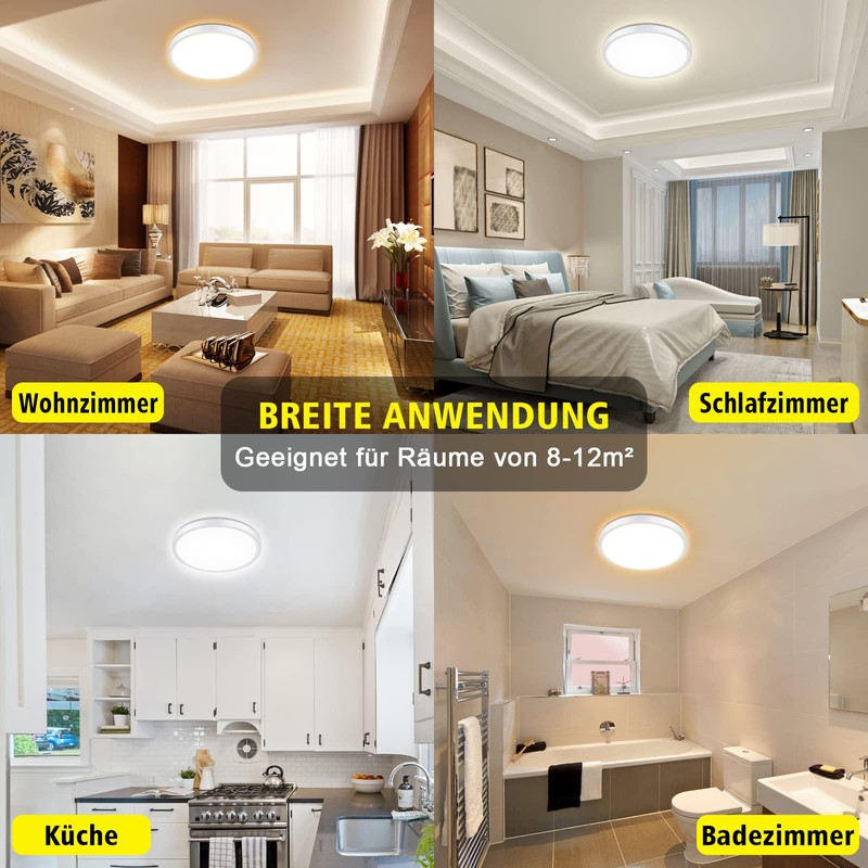 Smanu LED Ceiling Light Dimmable with Remote Control, 18 W