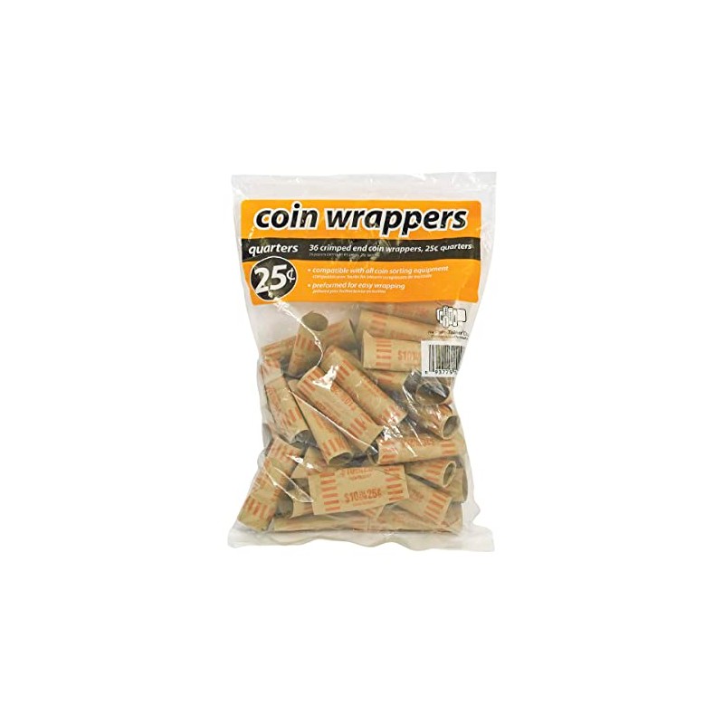 Coin-Tainer Quarter Paper Coin Wrappers, Pack of 36