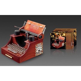 Wind up Music Box Vintage Look Music Box with Jewelry Box - Table Desk Decoration and Gift (Typewriter, Brown)