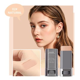 3-in-1 Foundation Stick Beauty Balm Serum Boosts Skin Tone, Solid Tinted Moisturizing Serum Contouring Foundation for Women, Natural Finish, Buildable Medium to Full Coverage(02#Natural)