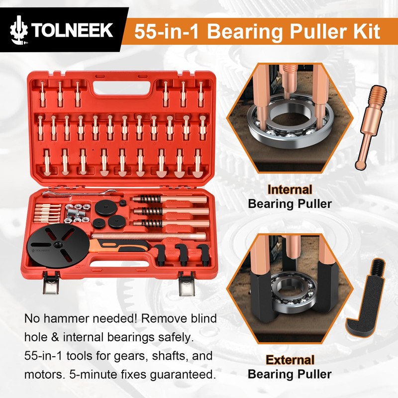 55-in-1 Bearing Puller Kit, Upgraded Heavy-Duty Wheel Bearing Removal Tool