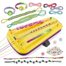 Chilpals Friendship Bracelet Making Kit for Girls,Arts and Crafts for Kids Ages 8-12,Birthday Gifts Ideas for Girl 7 8 9 10 11 Year Old - 2 in 1 Bracelets String Maker Toys Set (Yellow)