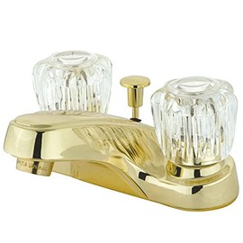 Kingston Brass KB162 Americana Center Set Bathroom Faucet with ABS Pop-Up Drain, 4", Polished Brass