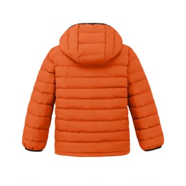 wantdo Boy's Puffer Jackets Light Weight Winter Jacket Packable Puffy Hooded Outerwear Orange black 14/16