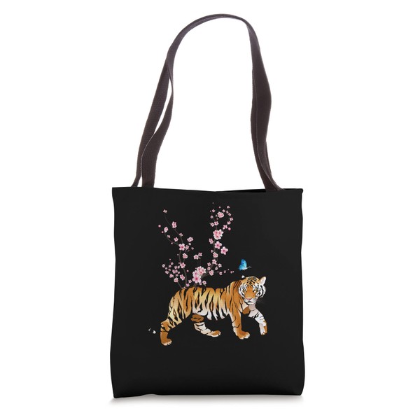 Japan Sakura Cherry Blossom Tiger Japanese Tote Bag
