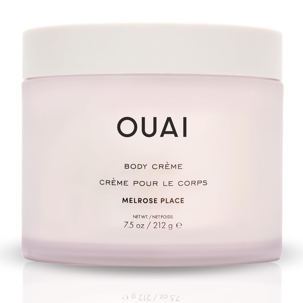 OUAI Body Creme, Melrose Place - Super Hydrating Whipped Body Cream - Cupuacu Butter, Coconut Oil & Squalane Soften Skin for a Healthy Glow - Scented with Bergamot, Lychee & Champagne - 7.5 fl oz