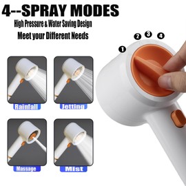 High Pressure Shower Head with Handheld,Shower Head with Filter with Pause Switch Water Saving Filter Showerhead, Showerhead Set with Hose, Bracket and Cotton Filter, Make Bathing Healthier (white)