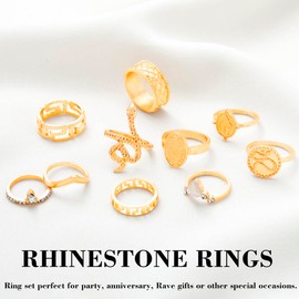 Edary Boho Knuckle Rings Set Gold Snake Rings Stacking Ring Midi Joint Knuckle Ring Jewellery for Women and Girls (Pack of 8), Metal