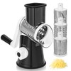 Reecaz Rotary Cheese Grater with 3 Stainless Steel Blades –