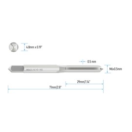 FOCMKEAS Metric Machine Tap M6 x 0.5, HSS 6542 Screw Tap H2, 3 Straight Flutes Thread Hole Repair Tools, Screw Milling Threading Machinist Repair(M6 x 0.5mm)