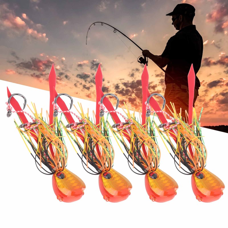 4Pcs 65g Fishing Artificial Baits Silicone Skirts Lures with Hook