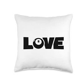 Billiards Pool Snooker Table Set Accessories Gifts Love Snooker Balls Pool Player Billiards Throw Pillow, 16x16, Multicolor