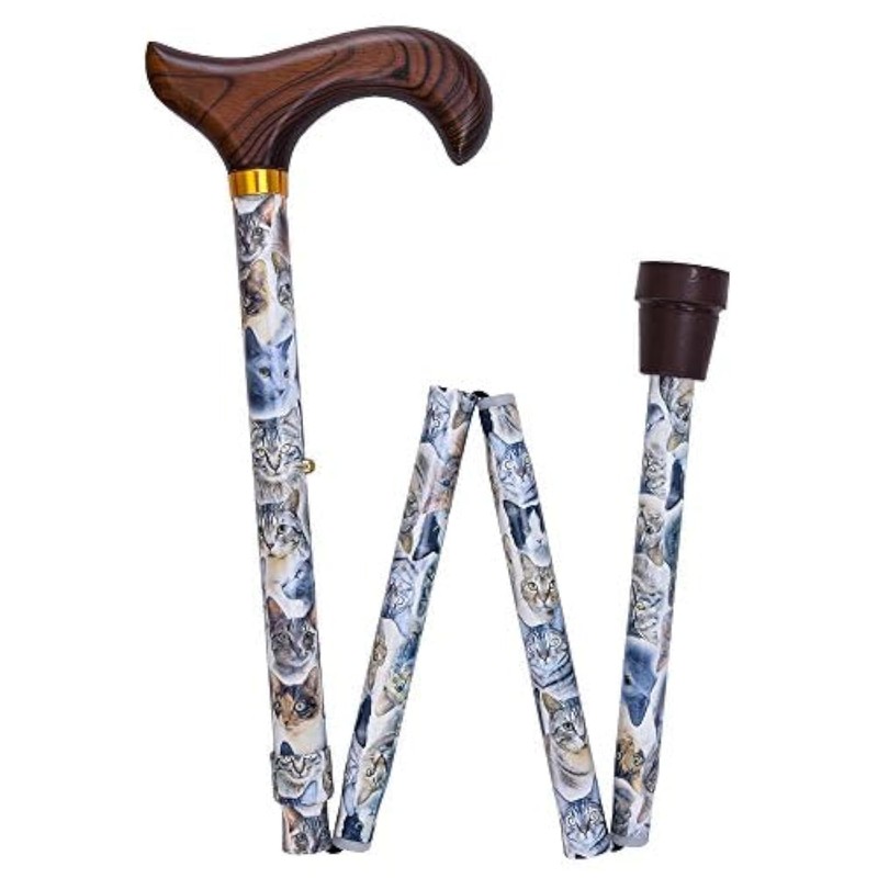 Royal RC Canes Cats Designer Folding Adjustable Derby Walking Cane
