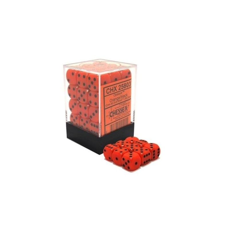 DND Dice Set-Chessex D&D Dice-12mm Opaque Orange and Black Plastic