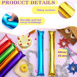 COMICFS 40 PCS Thicken Bam Bam Thunder Sticks Cheering Sticks Metallic Foil Cheerleading Cheering Sticks for Sports Cheers Ball Dance Basketball Football Noisemakers (Metallic Foil- Silver)