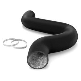 Simple Deluxe 4 Inch Flexible Air Aluminum Ducting, 25-Feet Long Vent Hose for HVAC Ventilation and Exhaust, 2 Clamps, Black