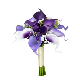 Angel Isabella 8" Wedding Bouquet - Shades of Purple,Lavender White with Real Touch Calla Lily