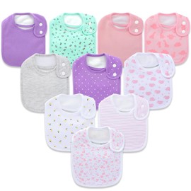 Hakochia Baby Bibs Organic Cotton Soft Absorbent Baby Bandana Drool Bibs With Adjustable Snaps for Girls Teething and Drooling 3-36 Months