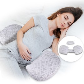 ANGELYCIA- Pregnancy Pillow with Long Adjustable Velcro | Maternity Wedge Pillow for Side Sleeping | Support for Back, Legs, Belly, HIPS for Pregnant Women | Detachable Outer Fabric (Gray)