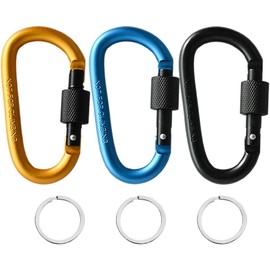 Ram® 3 Pack Locking Carabiner Aluminium Alloy D Ring Carabiners Hook Key Chain Padlock For Hiking Camping Travelling Fishing Backpack