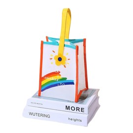 Yienning Iridescent Tote Bag PVC Handbag Waterproof Beach Bag Reusable Clear Bags for Shopping Vacation Travel Pool (Regular Size)