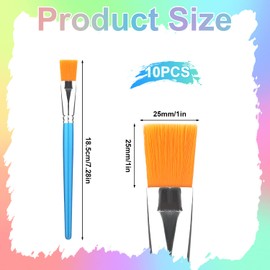 10 Flat Brushes, 1 Inch Oil Painting Brushes, Synthetic Watercolor Acrylic Brush for Acrylic, Watercolor, Oil Painting, Crafts, Face Body Art