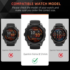 CeiLarv 3+1 Pack Screen Protector for Garmin Fenix 8 51mm Tempered Glass Film 9H Anti-Scratch HD Clear Screen Protector TPU Case Cover for Garmin Fenix 8 51mm - Transparent